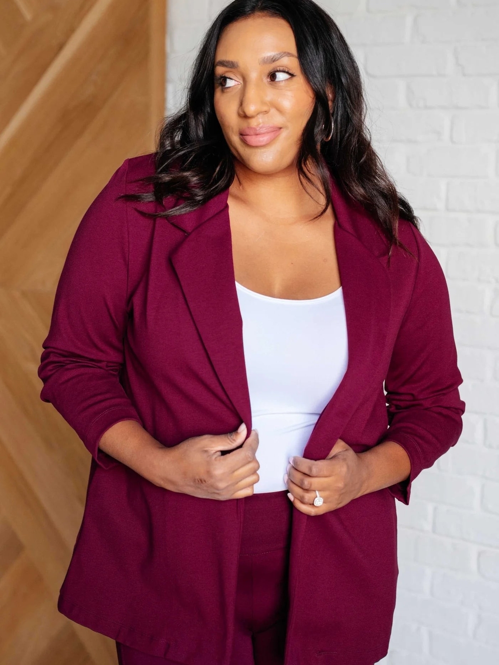 Dear Scarlett Wine Magic 3/4 Sleeve Blazer Size XL